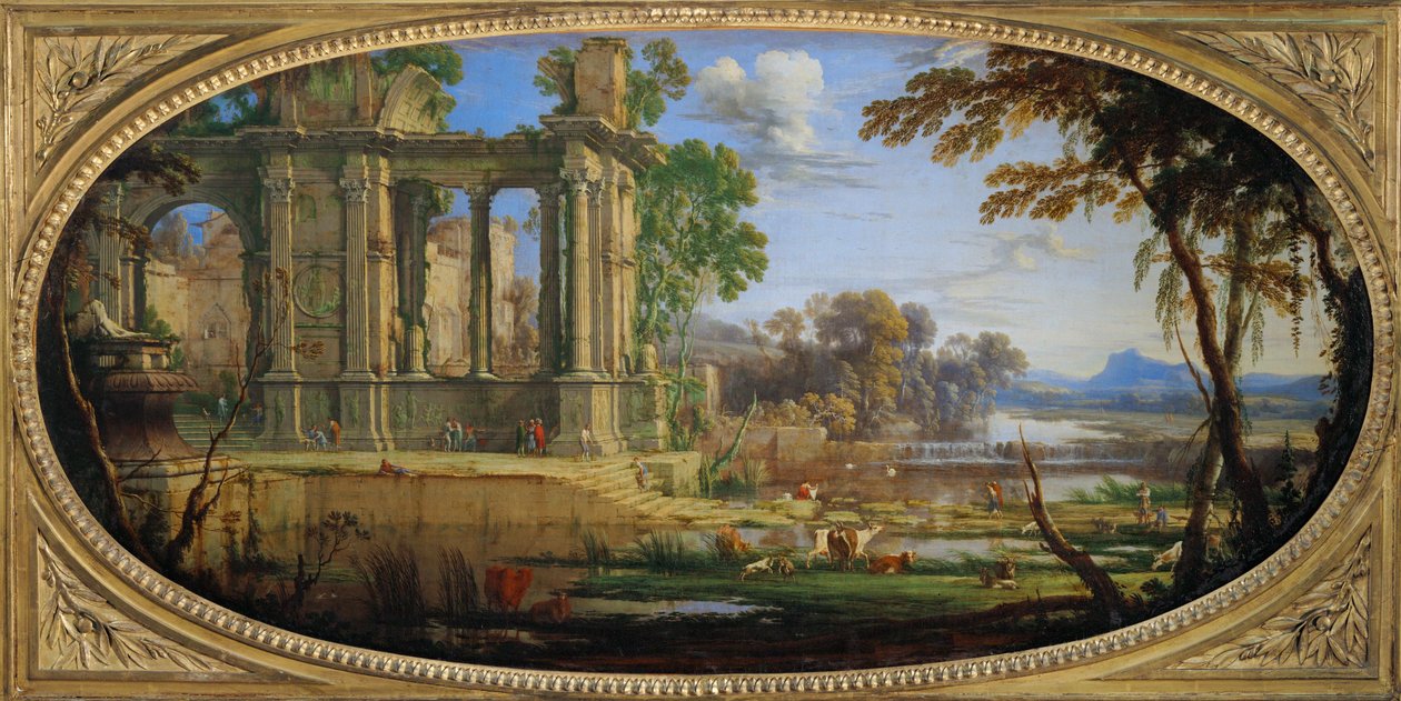Paysage compose avec ruines antiques - Landskap med antika ruiner ... av Pierre Patel