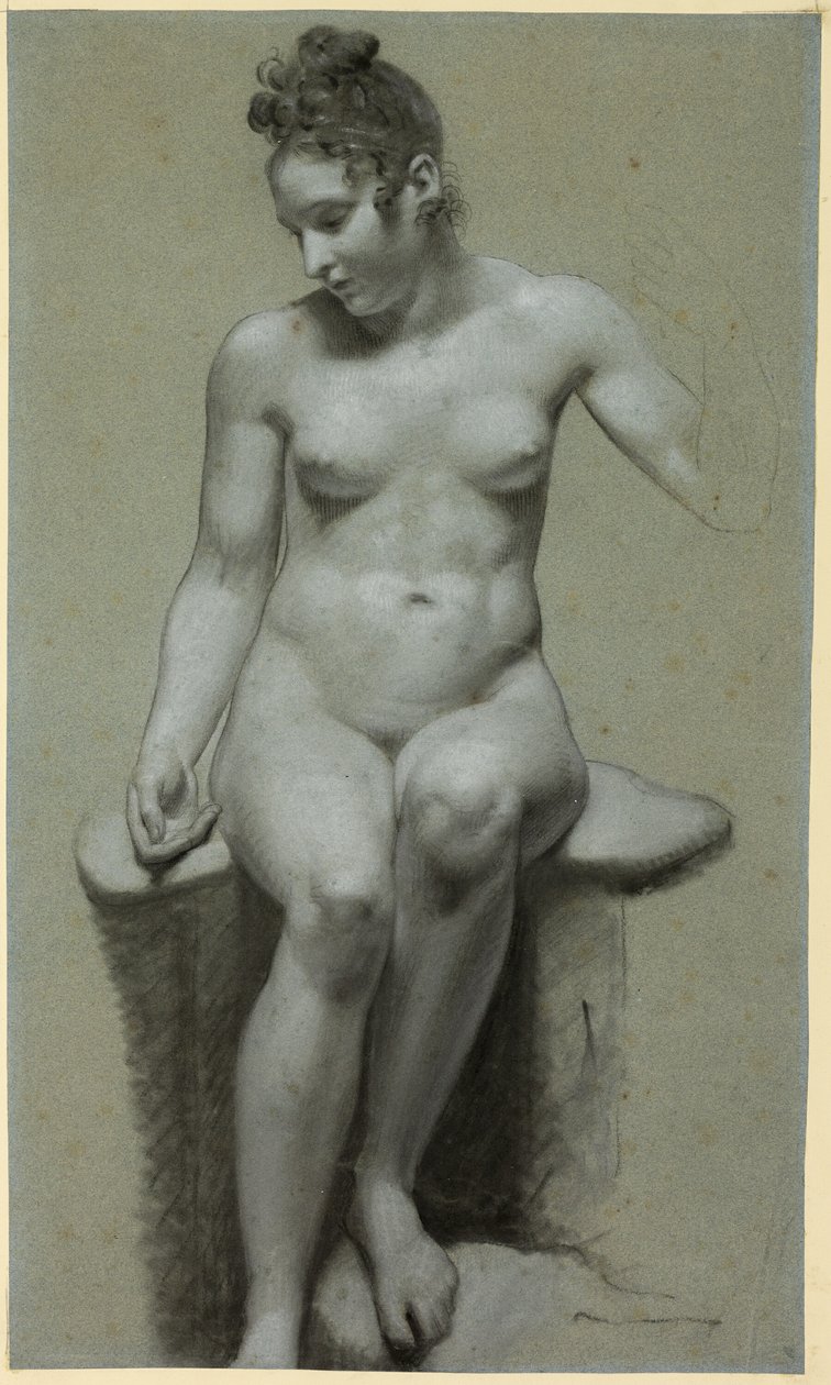 Sittande kvinnlig nakenbild av Pierre Paul Prud