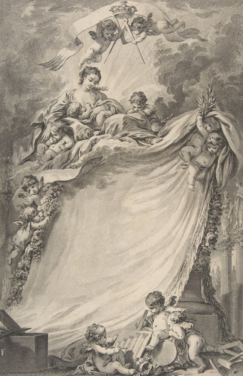 Diplom av frimurarna i Bordeaux, efter François Boucher, 1766. av Pierre Philippe Choffard