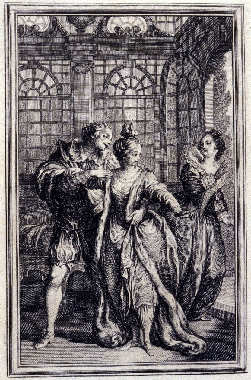 Fästmö till kungen av Garbe - i "" Sagor och nyheter på vers "" av Jean La Fontaine. 1776. Illustration av P.P. Choffard. av Pierre Philippe Choffard