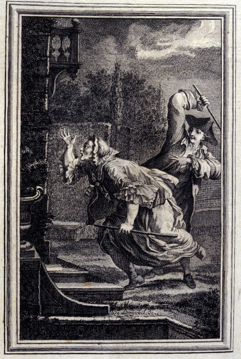 Le Cucku, slagen och glad - i "" Sagor och noveller på vers"" av Jean La Fontaine. 1776. Illustration av P.P. Choffard. av Pierre Philippe Choffard