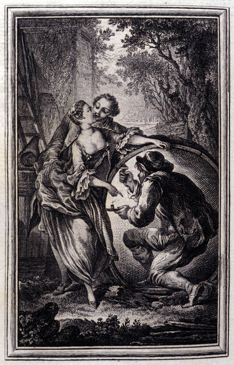 Le Cuvier - i ""Berättelser och noveller på vers"" av Jean La Fontaine. 1776. Illustration av P.P. Choffard. av Pierre Philippe Choffard