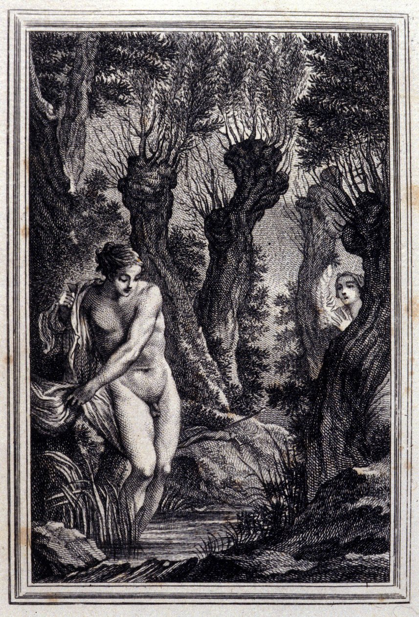 Samvetets fall - i "" Sagor och noveller på vers"" av Jean La Fontaine. 1776. Illustration av P.P. Choffard. av Pierre Philippe Choffard