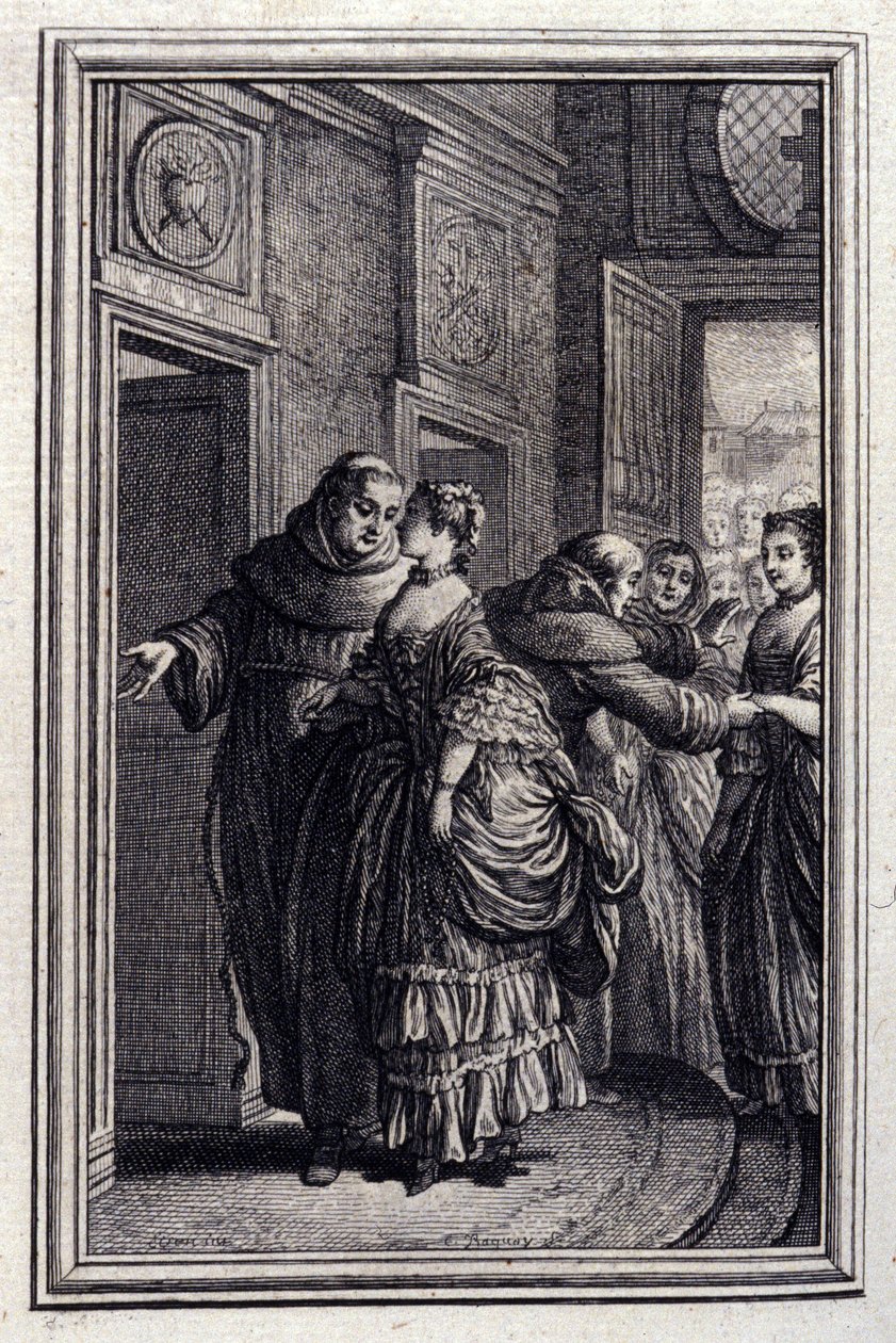 Les Freres de Catalunya - i "" Sagor och noveller på vers "" av Jean La Fontaine. 1776. Illustration av P.P. Choffard. av Pierre Philippe Choffard