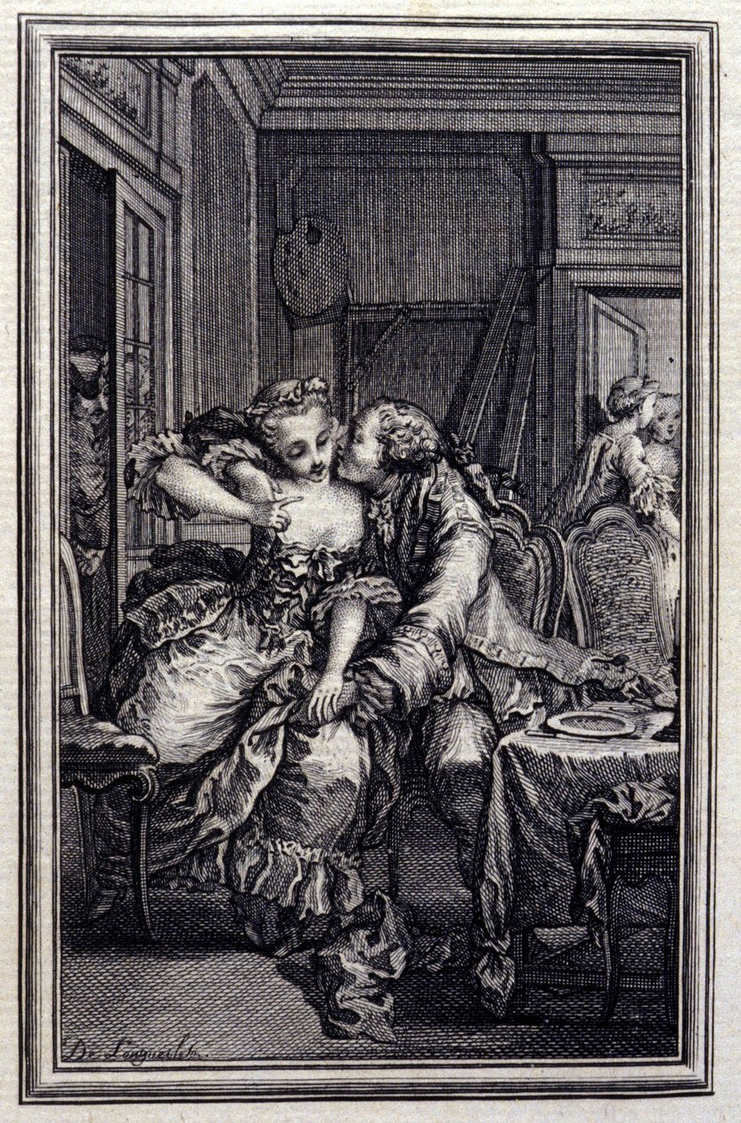 Les Remis - i "" Sagor och noveller på vers "" av Jean La Fontaine. 1776. Illustration av P.P. Choffard. av Pierre Philippe Choffard