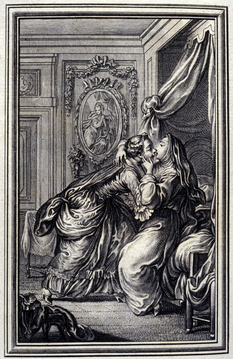 The Couturiere - i ""Berättelser och noveller på vers"" av Jean La Fontaine. 1776. Illustration av P.P. Choffard. av Pierre Philippe Choffard