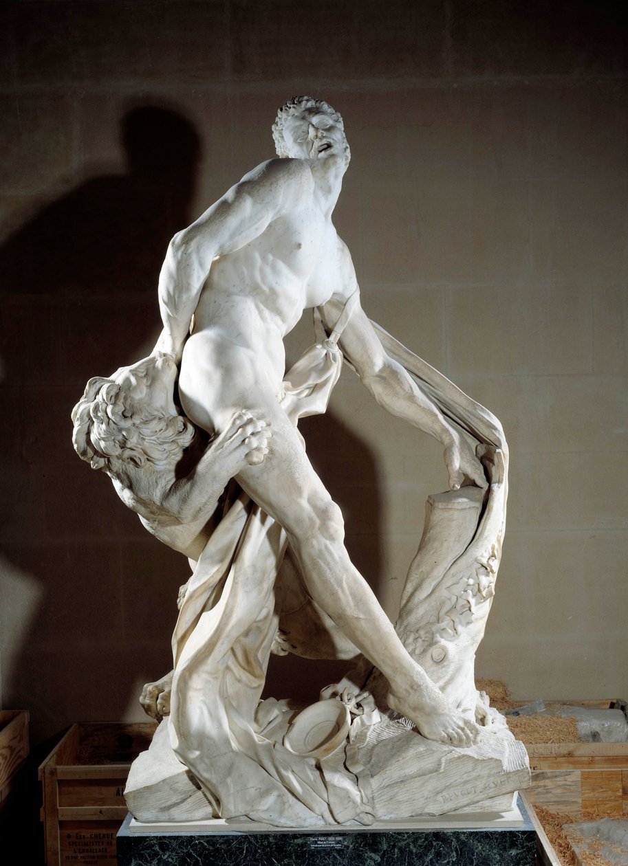 Representation av idrottaren Milon de Crotone (ca 540-516 f.Kr.). Skulptur av Pierre Puget (1620-1694) 1683. Sön 2,7 m. Paris, Louvren av Pierre Puget