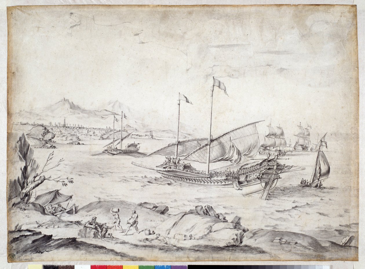 Fartyg i hamnen i Marseille (ritning) av Pierre Puget