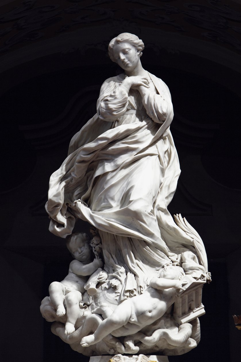 Den obefläckade avlelsen, Santa Maria Immaculate placerad på altaret i det scenografiska kapellet 1669-70 (marmor) av Pierre Puget