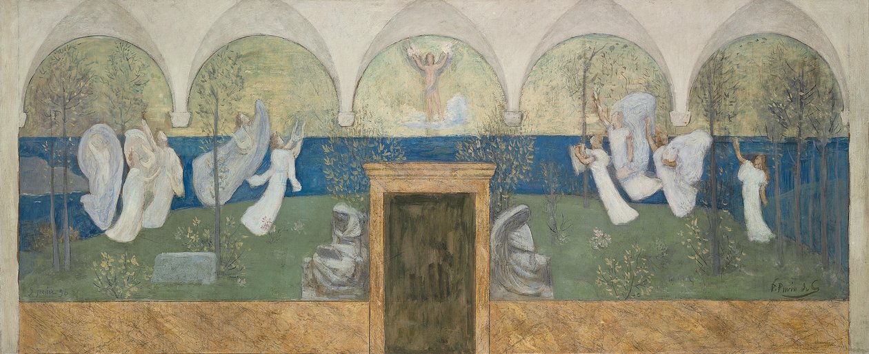 En förberedande målning till The Inspiring Muses acclaim the Genius, Messenger of Light, 1895 av Pierre Puvis de Chavannes