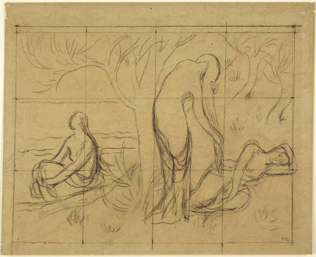 Kompositionsstudie av Pierre Puvis de Chavannes