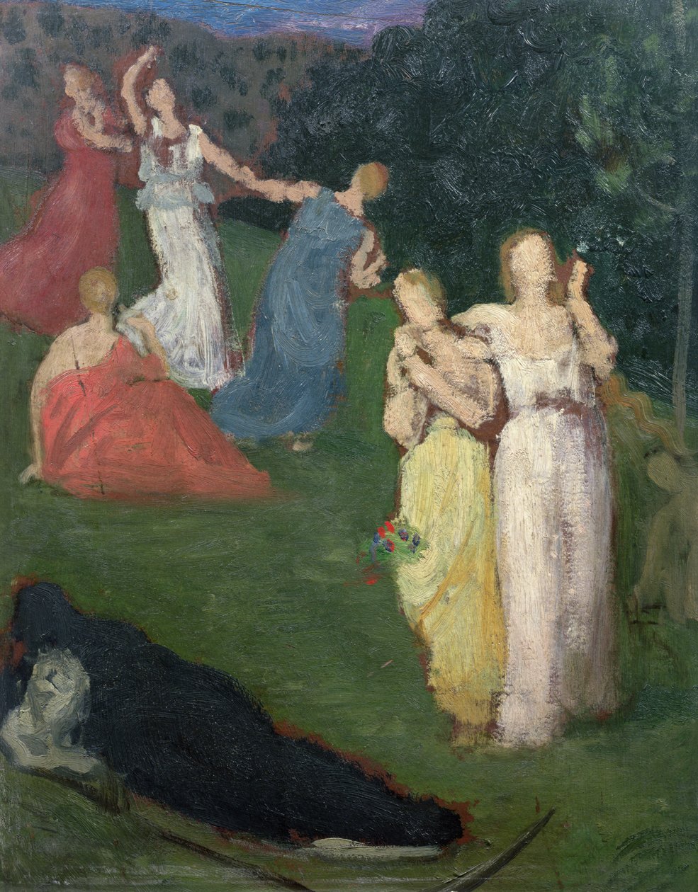 Death and the Maidens (olja på kvarnbräda) av Pierre Puvis de Chavannes