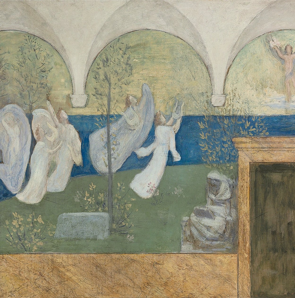 Detalj från en förberedande målning till The Inspiring Muses acclaim the Genius, Messenger of Light, 1895 av Pierre Puvis de Chavannes