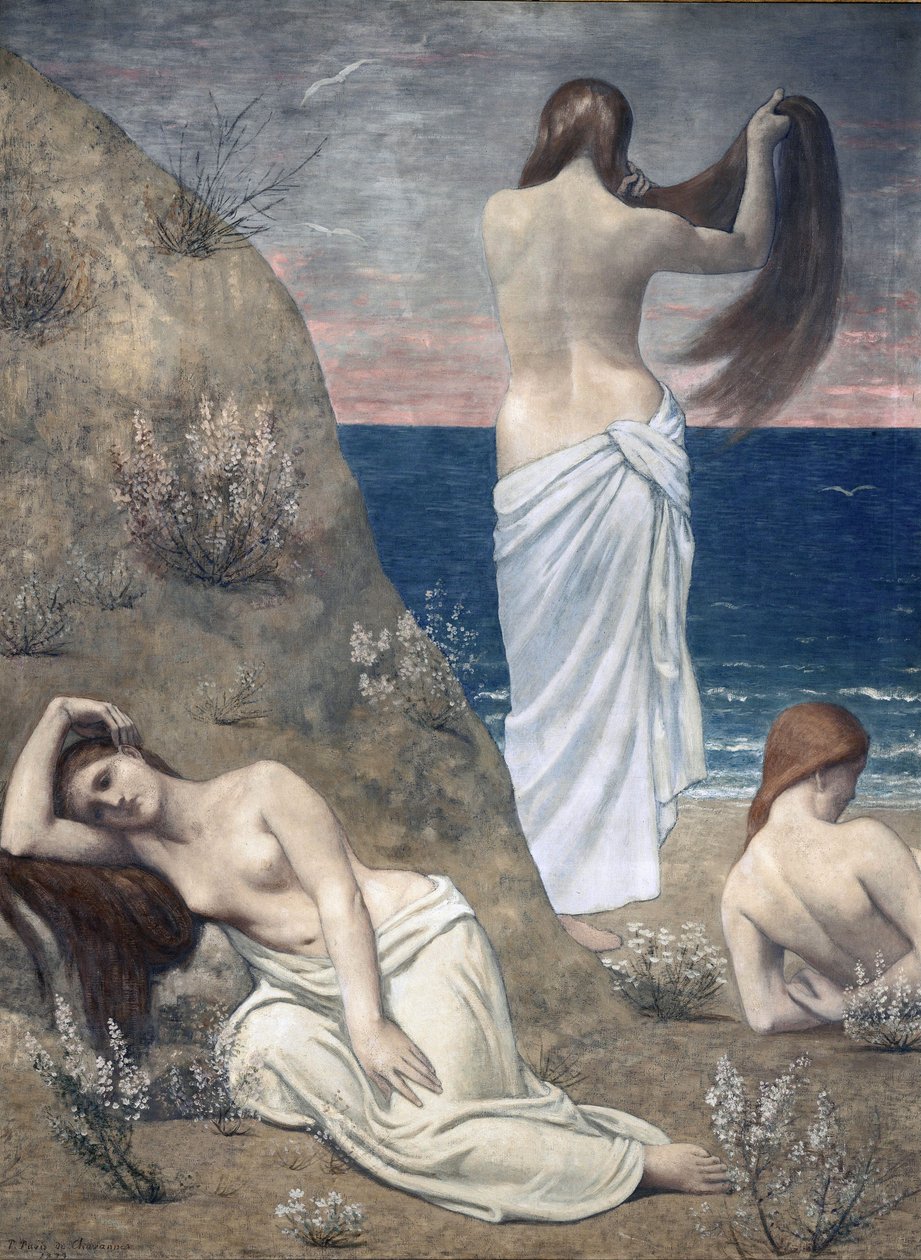 Unga flickor vid havet av Pierre Puvis de Chavannes