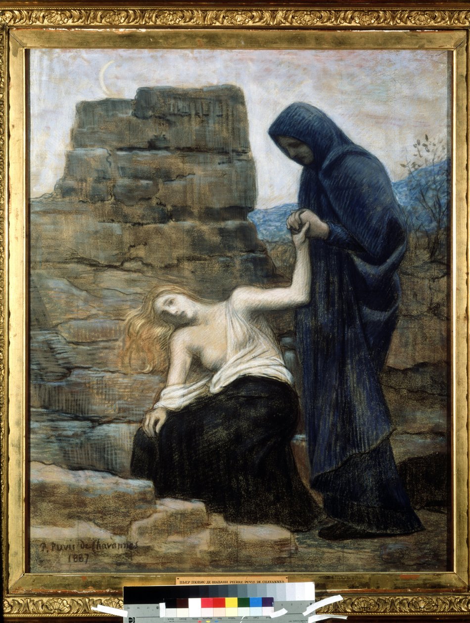 ""Compassion"" Målning av Pierre Puvis de Chavannes (1824-1898) 1887 (symbolism) Moskva, Pushkin Museum of Fine Arts av Pierre Puvis de Chavannes