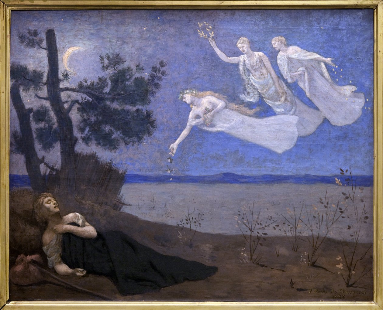Le Reve (han ser i sömnen kärlek, ära och rikedom dyka upp för honom) (målning) av Pierre Puvis de Chavannes