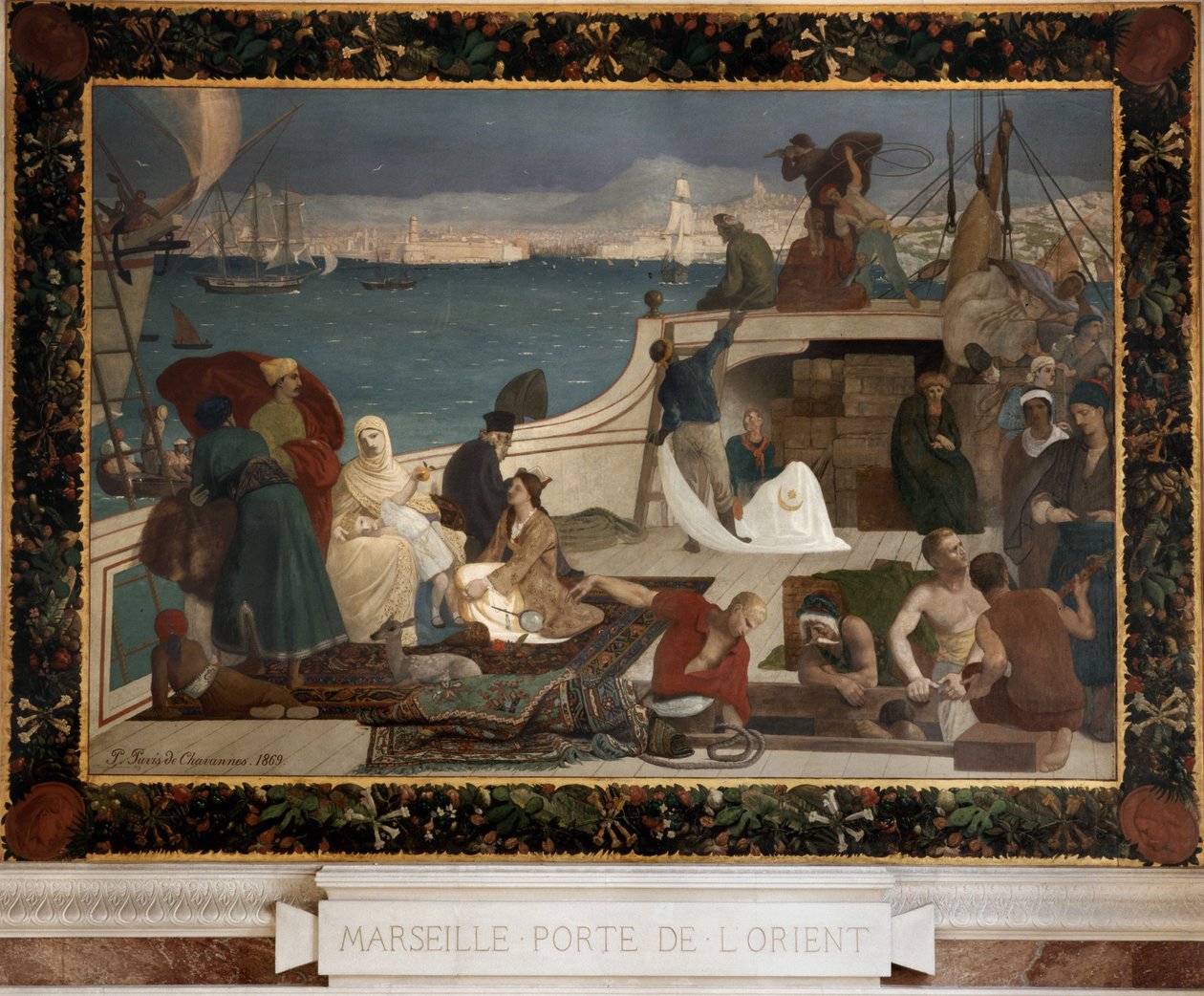 Marseille - porten till öster (olja på duk, maroufle på väggen) av Pierre Puvis de Chavannes