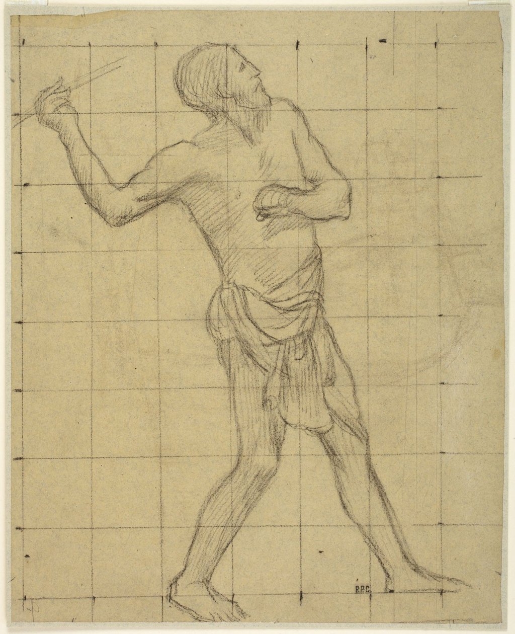 Picardisk spjutkastare, studie för Pro Patria Ludus, Amiens, Musée de Picardie av Pierre Puvis de Chavannes