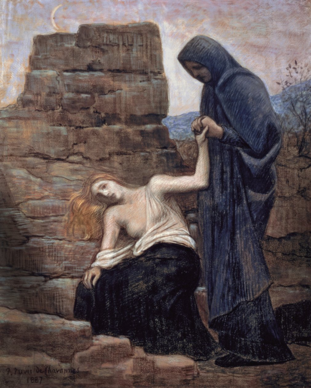 Pity, 1887 (pastell på papper) av Pierre Puvis de Chavannes