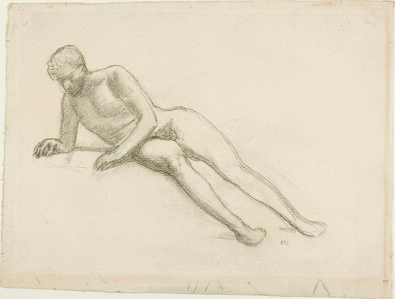 Liggande manlig nakenbild av Pierre Puvis de Chavannes