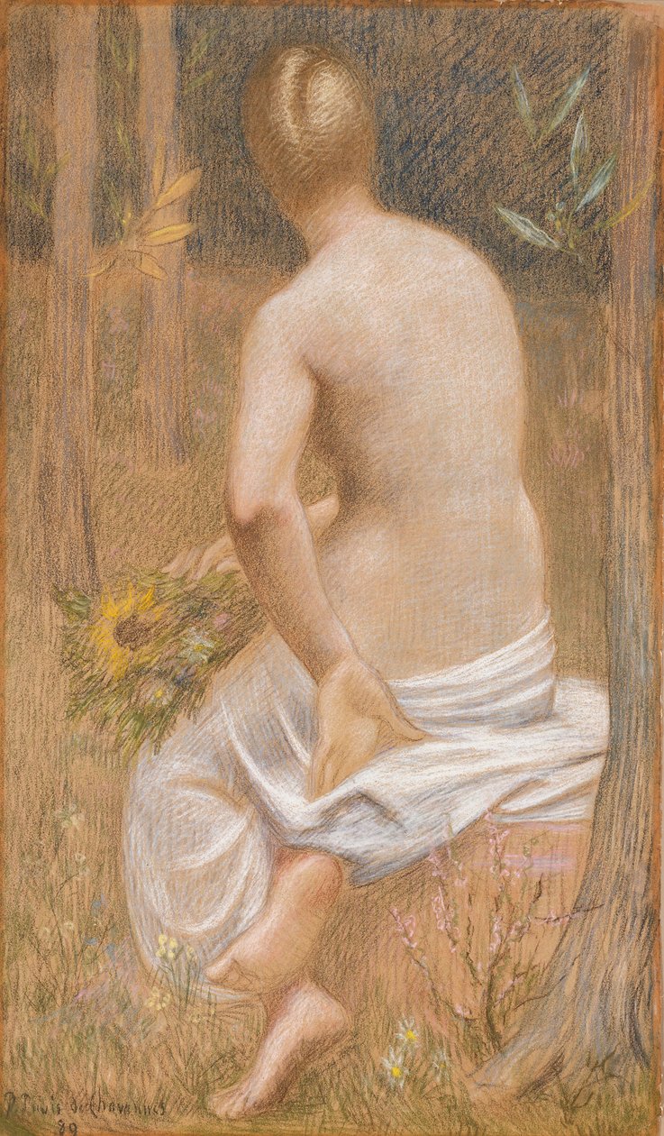 Sittande kvinnlig figur sedd bakifrån av Pierre Puvis de Chavannes