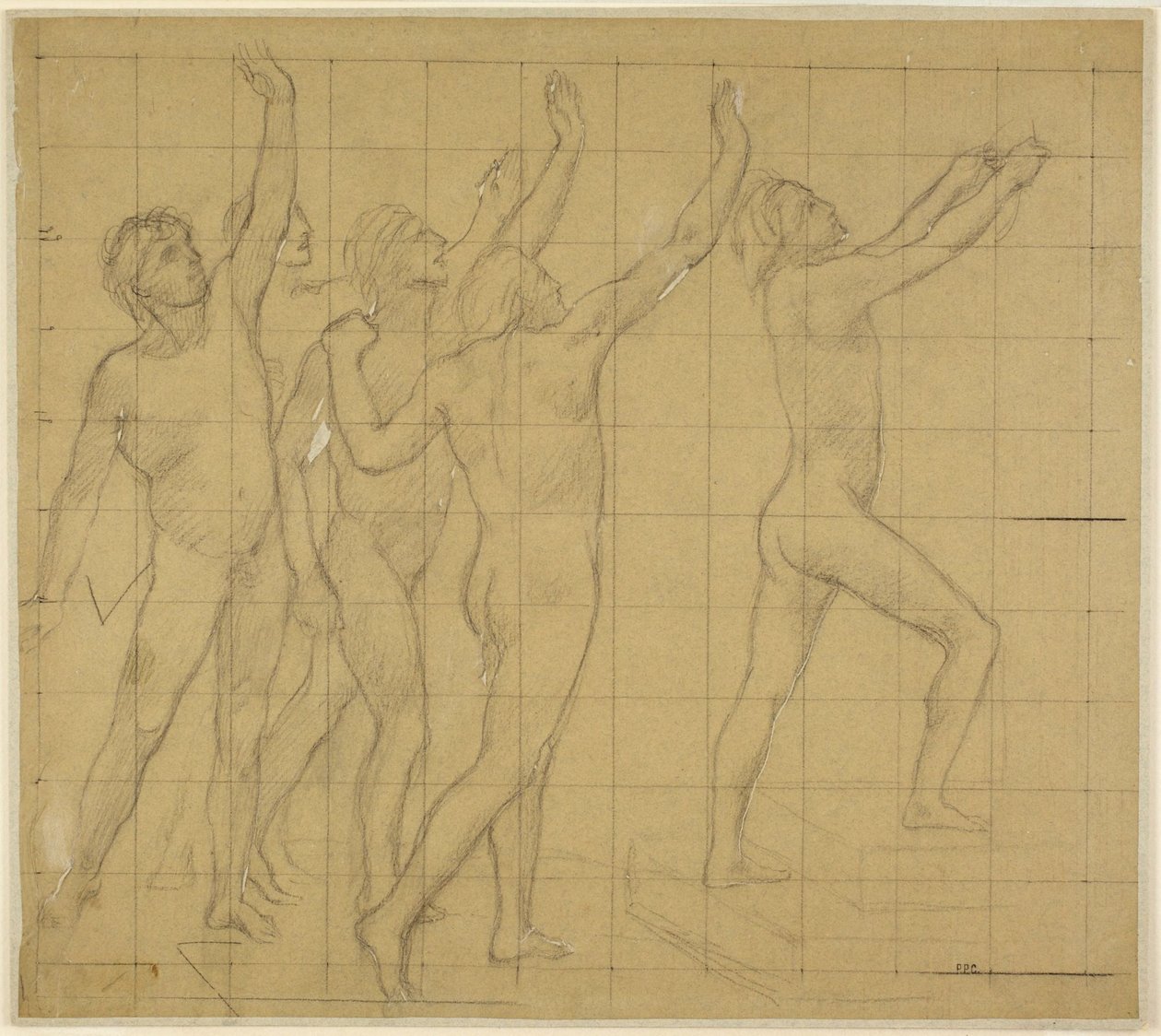 Studie för Sorbonnes halvcirkelformade auditorium (Litteratur, vetenskaper och konst) av Pierre Puvis de Chavannes