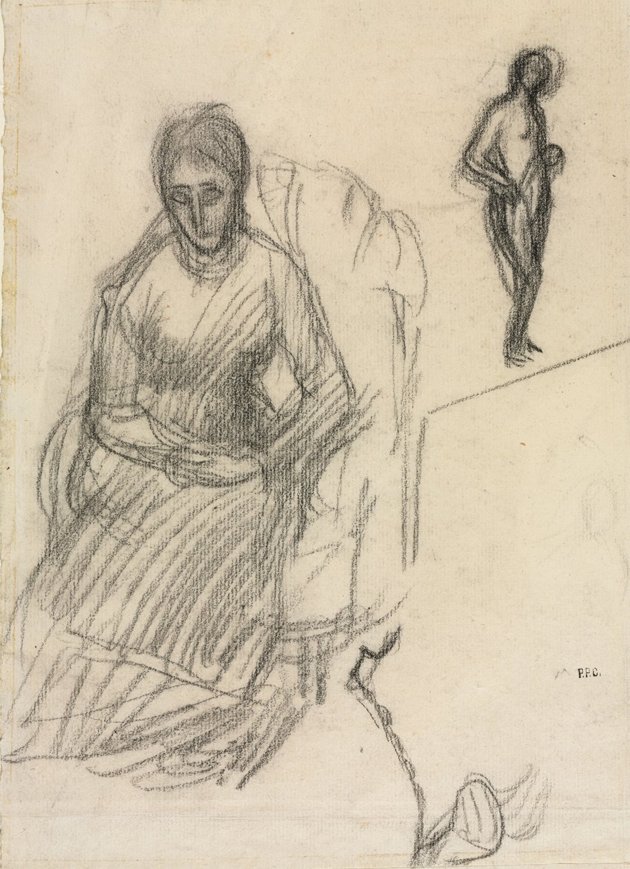 Studie av Madame Marie Cantacuzène, Studie av stående kvinnlig naken, ca. 1883. av Pierre Puvis de Chavannes