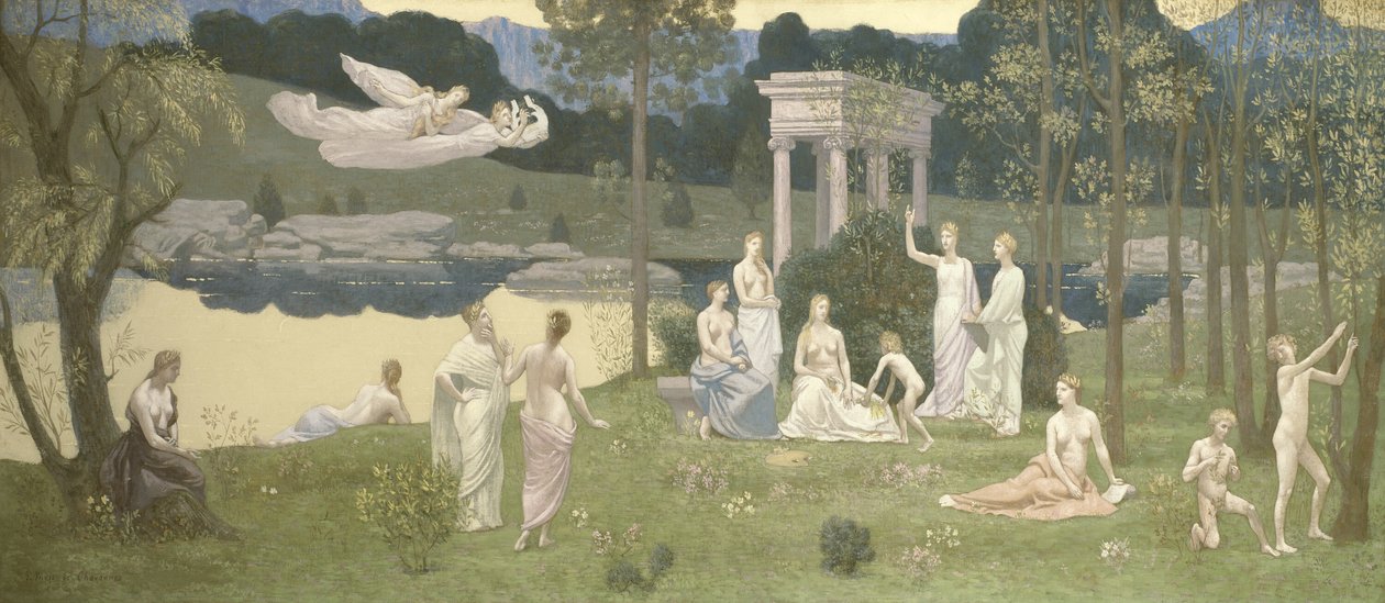 Den heliga lunden, älskade av konsterna och muserna av Pierre Puvis de Chavannes
