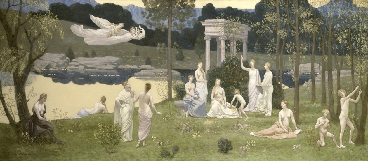 The Sacred Grove, älskade av konsterna och muserna, 1884-89 av Pierre Puvis de Chavannes