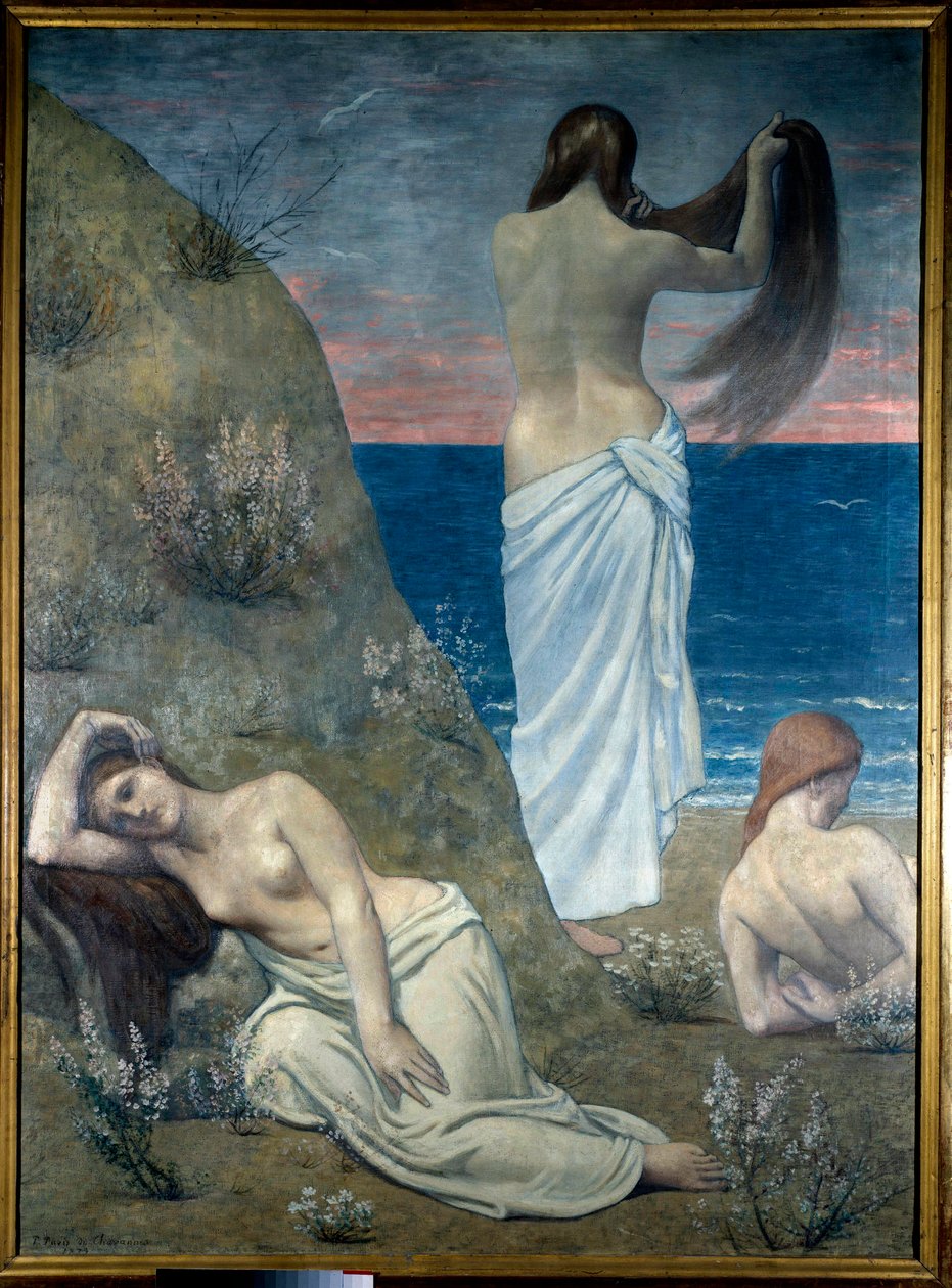 Unga flickor vid havet av Pierre Puvis de Chavannes
