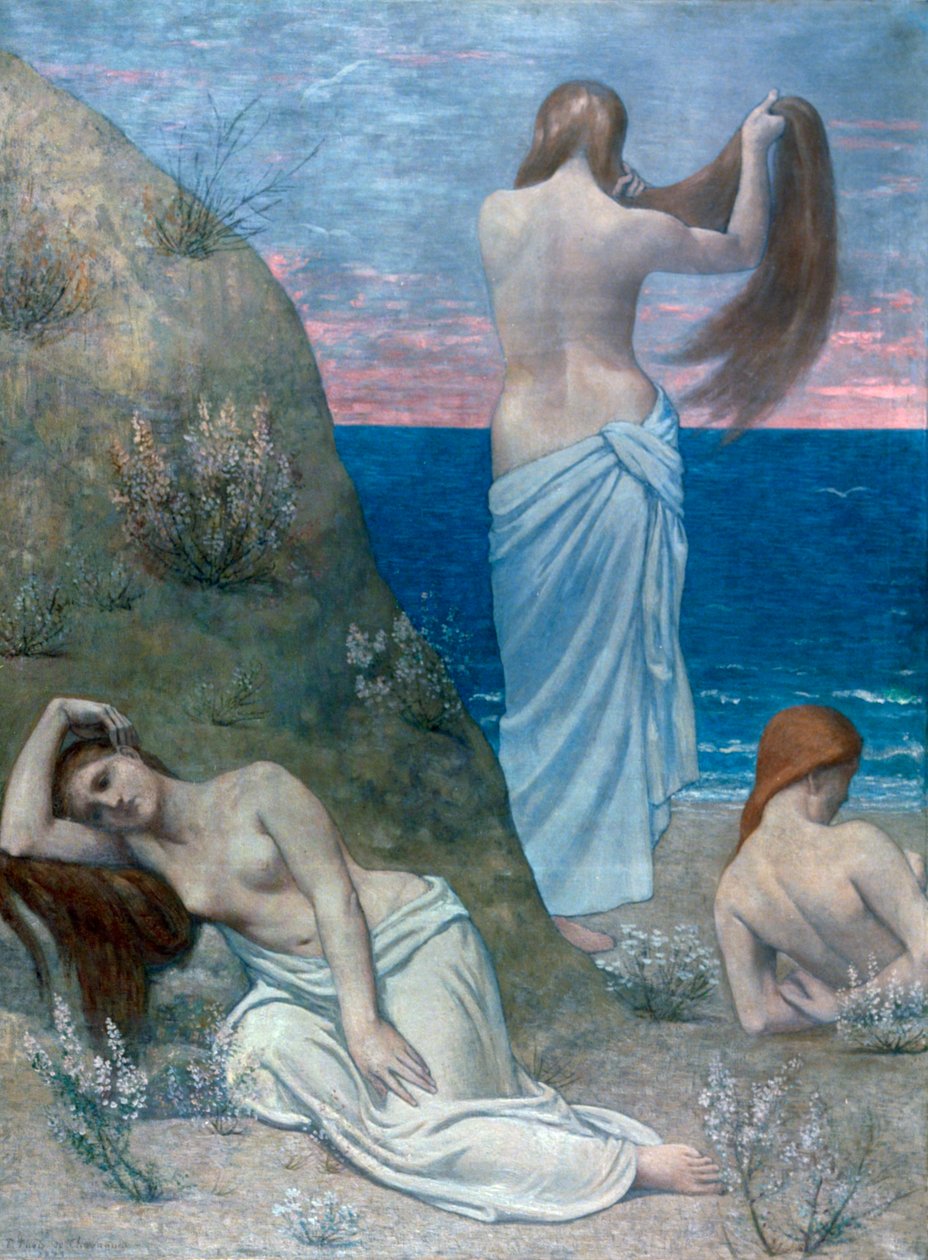 Unga flickor vid havet, före 1894 av Pierre Puvis de Chavannes