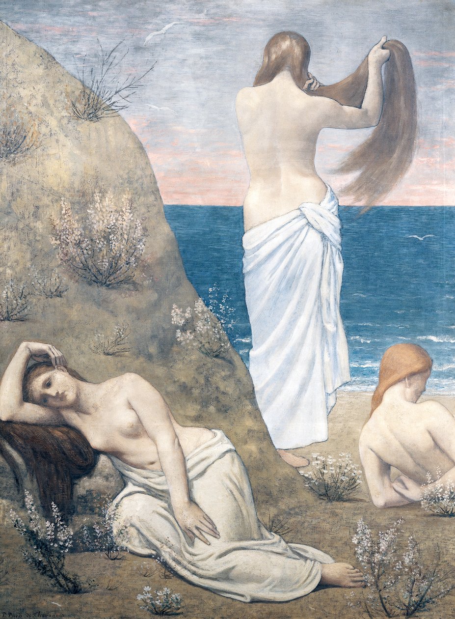 Unga flickor vid havet av Pierre Puvis de Chavannes