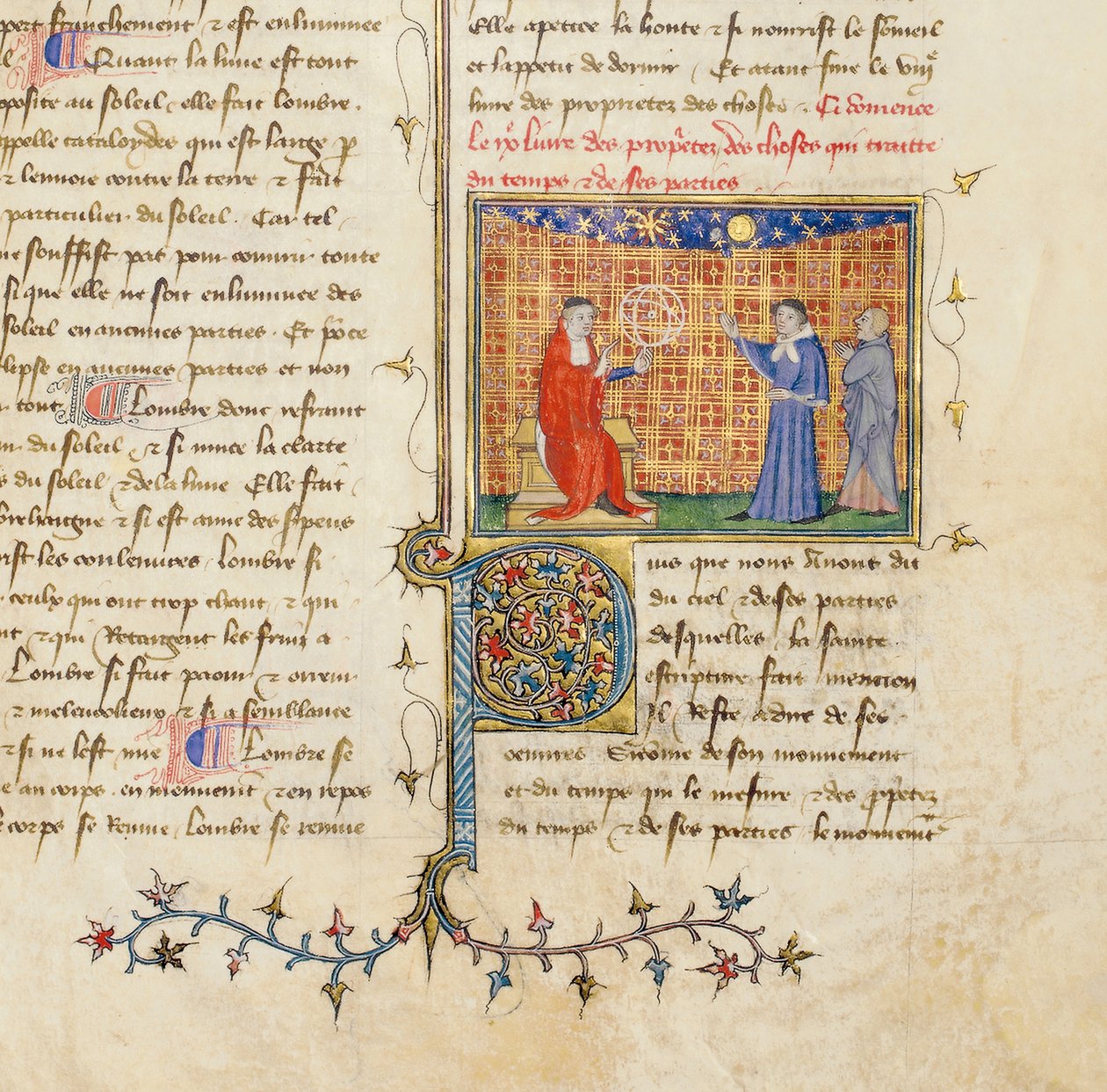 Detalj av en sida från "The Properties of Things" av engelsmannen Bartholomew, i den franska översättningen av Jean Corbechon, ca 1390 av Pierre Remiet