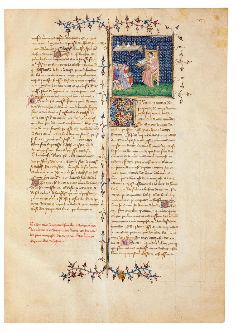 Sida från "The Properties of Things" av engelsmannen Bartholomew i den franska översättningen av Jean Corbechon, ca 1390 av Pierre Remiet