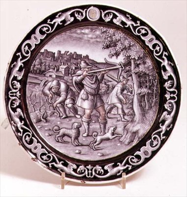 Limoges tallrik, en av set om 12 som visar årets månader av Pierre Reymond