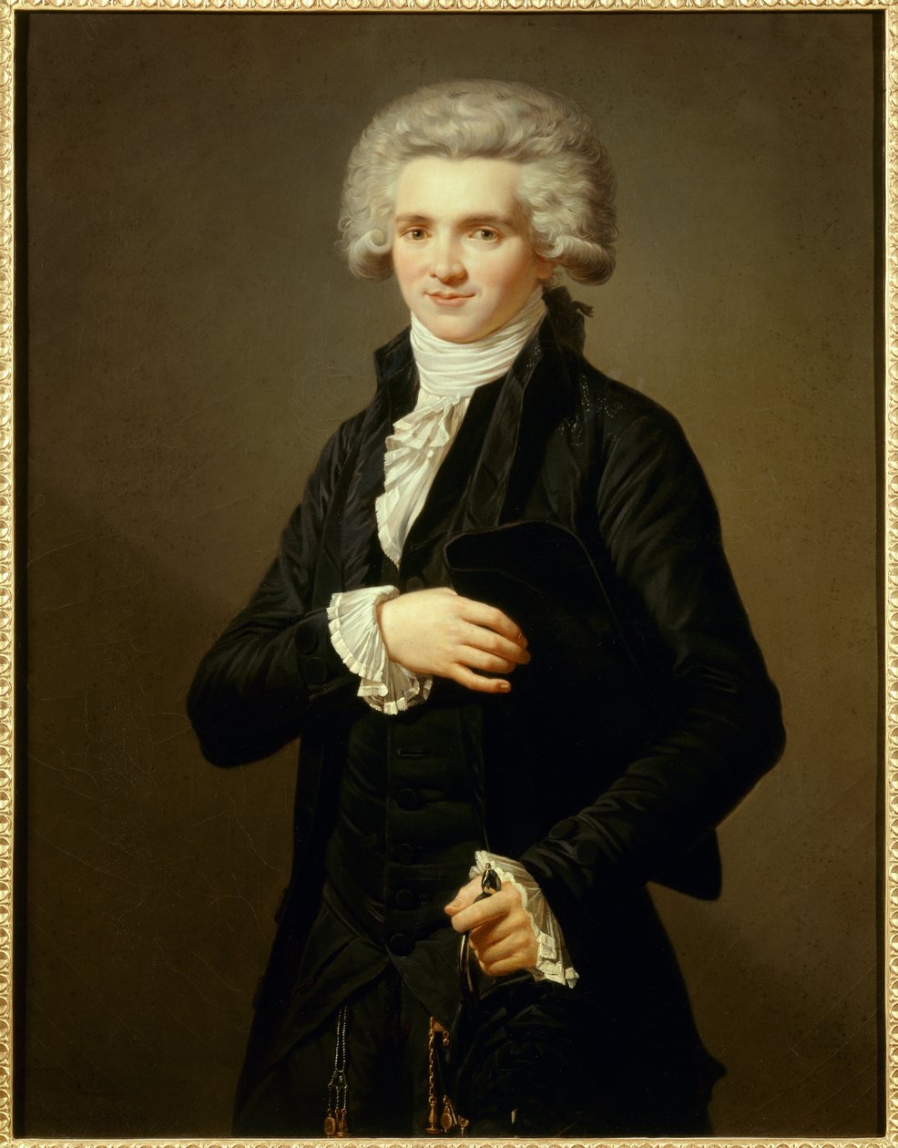 Porträtt av Maximilian av Robespierre (1758-1794) konventionell i klädseln som deputerad från den tredje staten. Målning av Pierre Vigneron (1789-1872) Ec. Fr. av Pierre Roch Vigneron