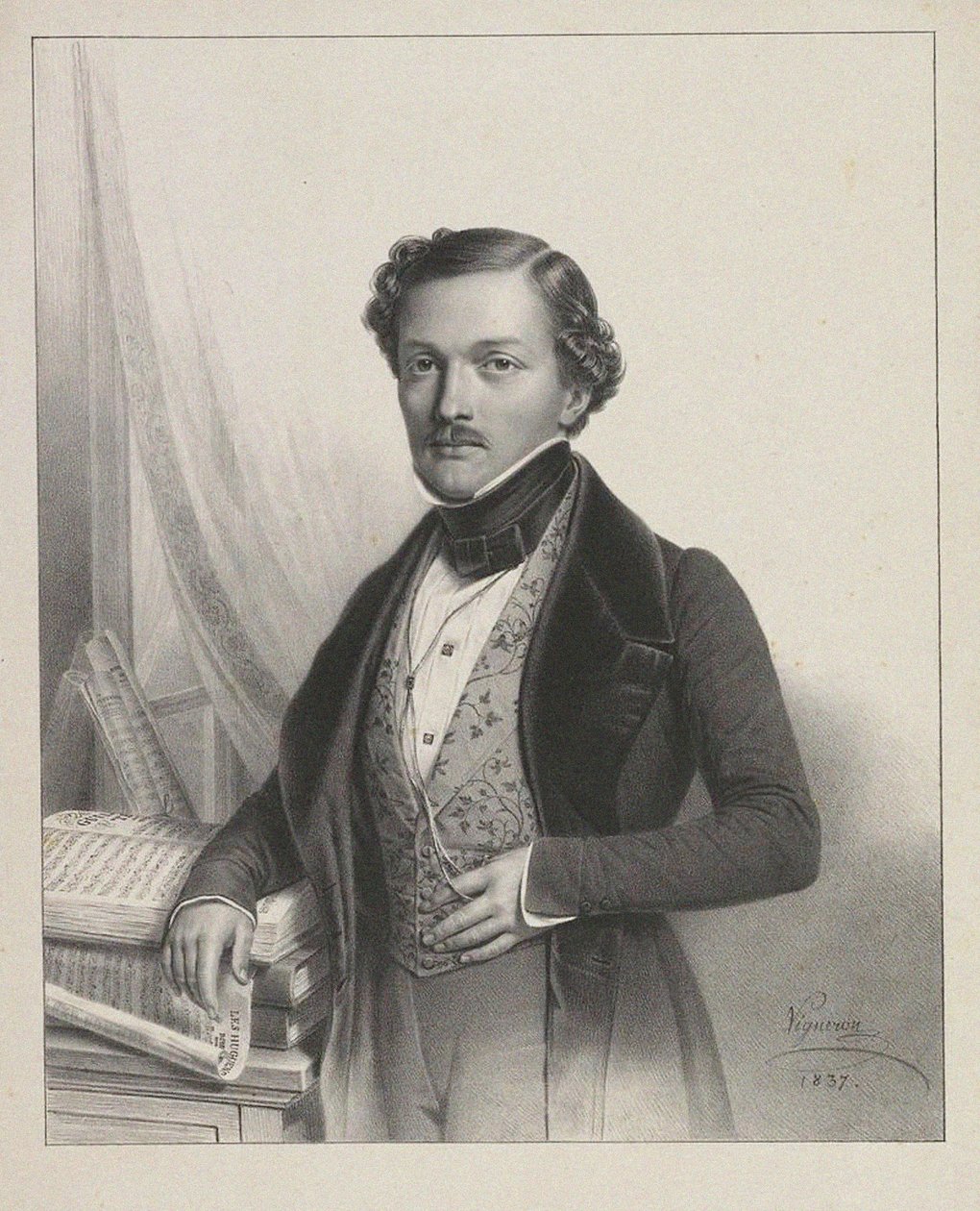 Porträtt av sångaren Gilbert-Louis Duprez 1806-1896, 1837 av Pierre Roch Vigneron