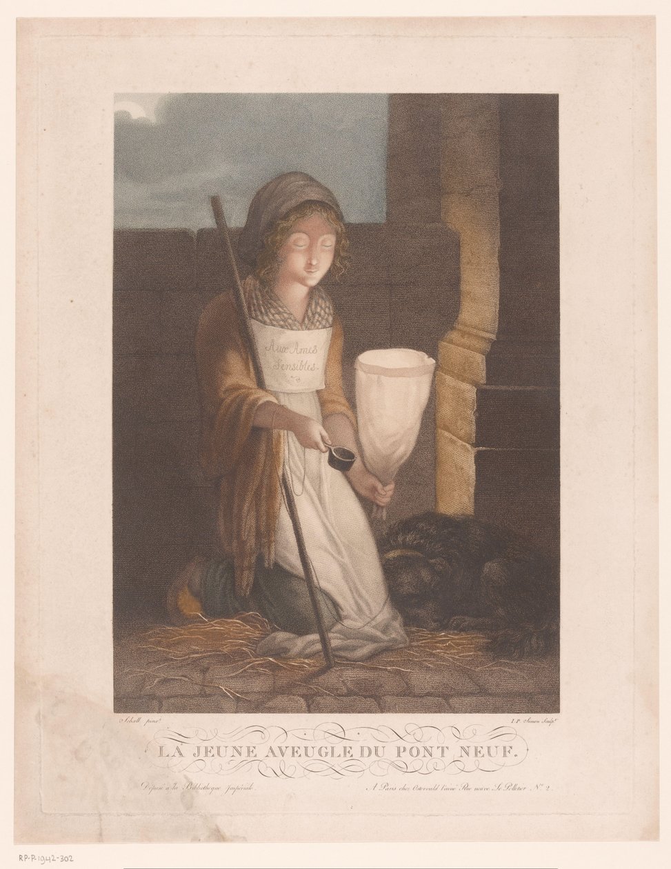 Blinde bedelares met hond Den unge blinde mannen från Pont Neuf (titel på objekt) av Pierre Simon (II)