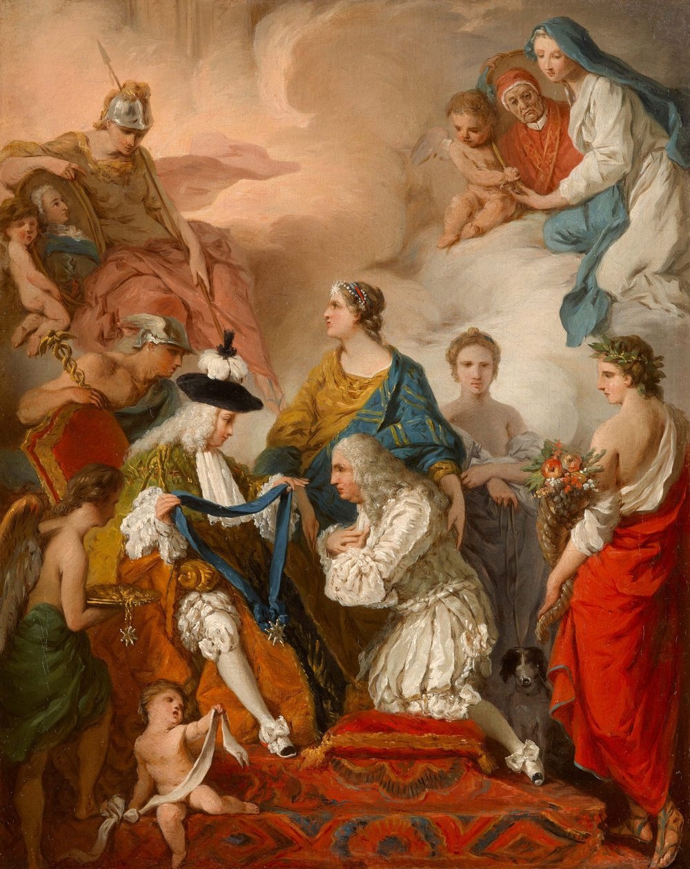 Hertigen av Saint Aignan Investerar Girolamo Vaini, prins av Cantalupe och hertig av Selci, med insignierna för en riddare av den Helige Ande av Pierre Subleyras