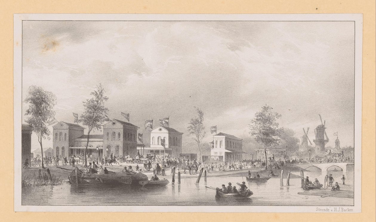 Stationsbyggnader av Rhen järnvägen i Amsterdam av Pierre Tetar van Elven (possibly)