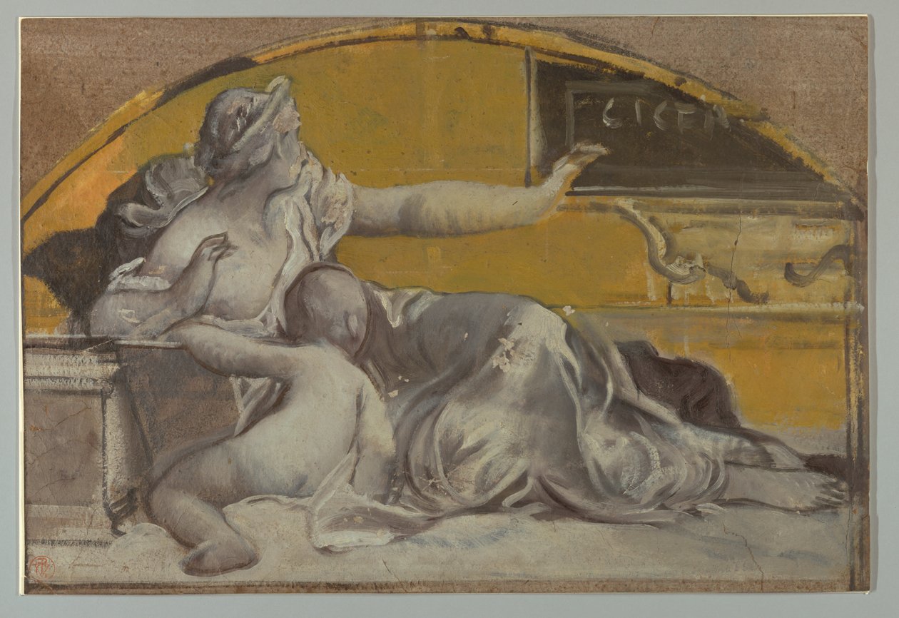 Teckning, Studie till tympanon till Ciceros ära, slutet av 1800-talet av Pierre Victor Galland