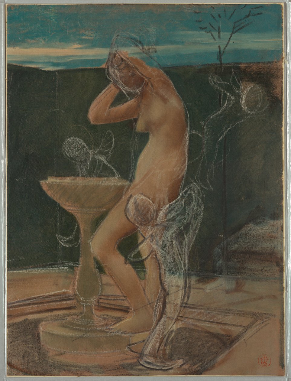 Studie av en kvinna vid hennes bad av Pierre Victor Galland