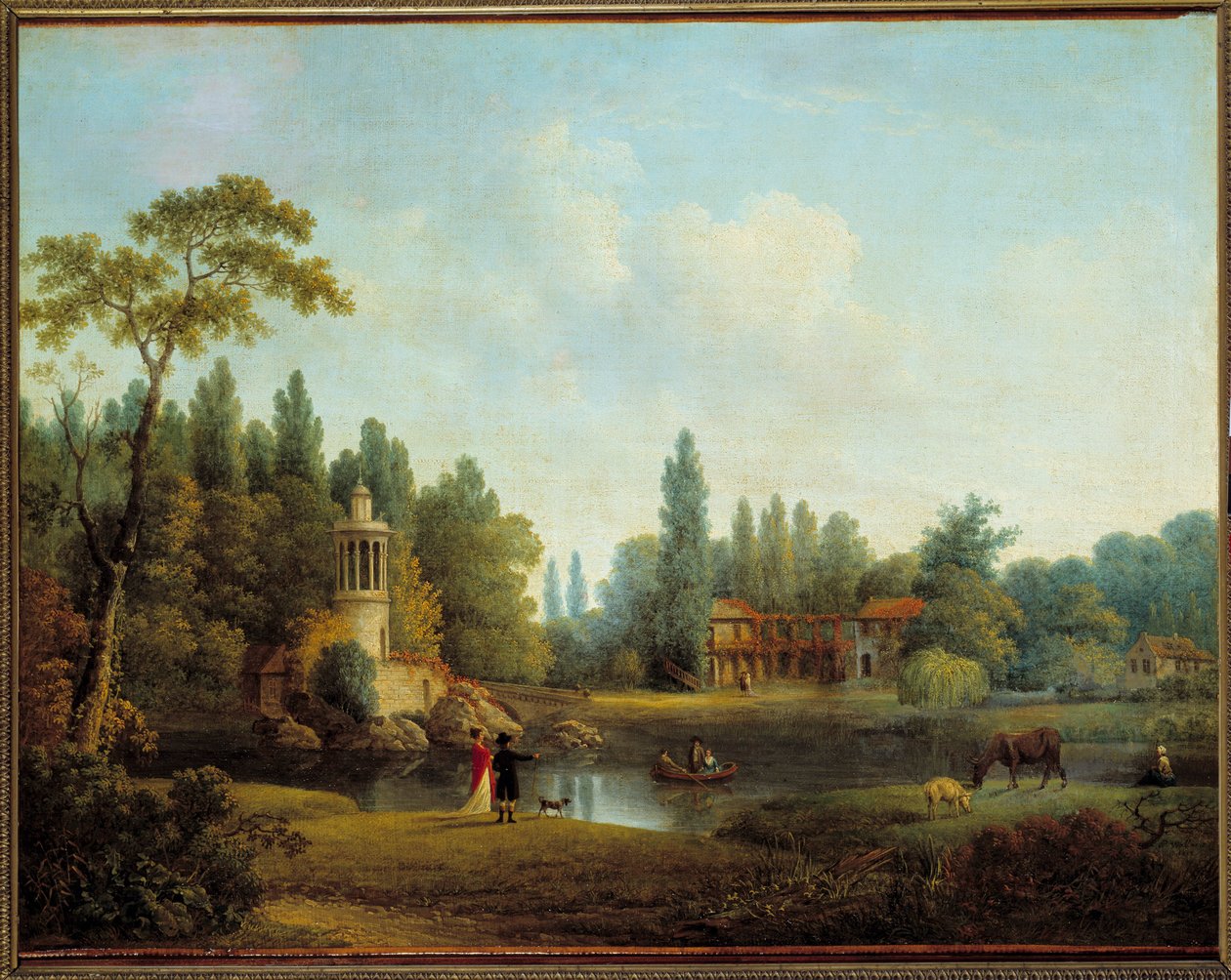 Byn Petit Trianon i Versailles Målning av Pierre Joseph Wallaert (1753-1812) 1803 Sön. 0,56x0,72m av Pierre Wallaert