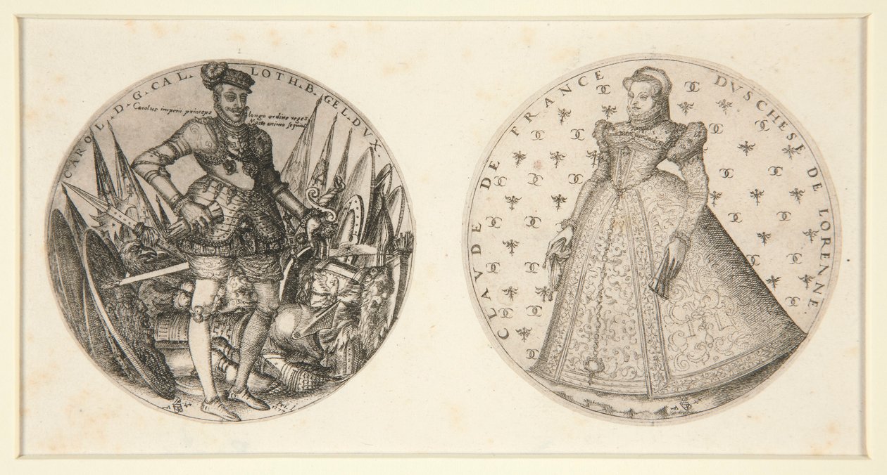 Karl III hertig av Lorraine och Claude av Frankrike av Pierre Woeiriot