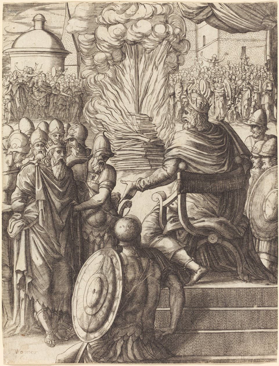 Heraclius dömer tyrann Phocas av Pierre Woeiriot