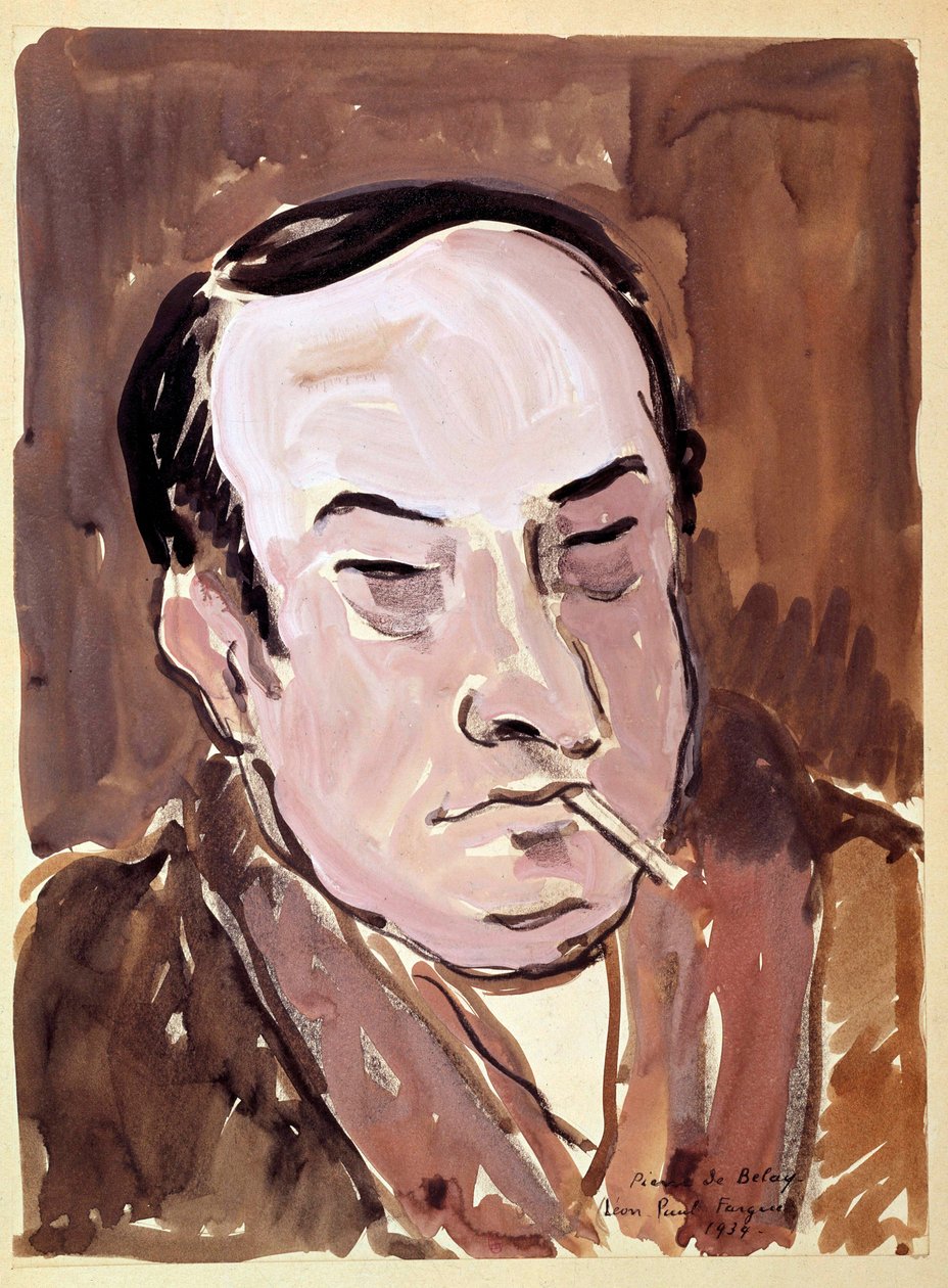 Porträtt av Leon Paul Fargue (1876-1947) poet Teckning av Pierre de Belay (1890-1947) 1934. Paris, B.N. av Pierre de Belay