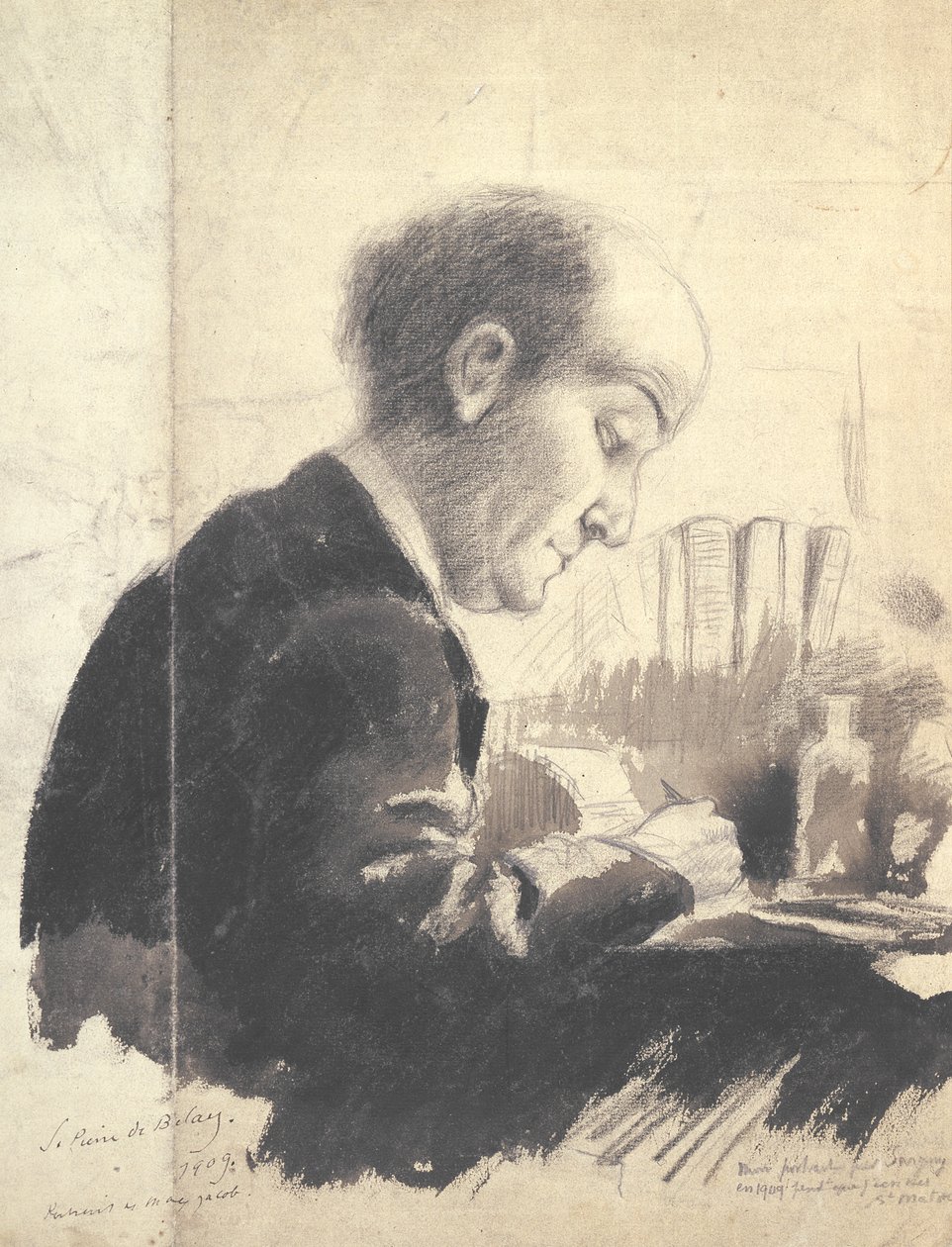 Porträtt av Max Jacob (1876-1944) 1917 (penna och gouache) av Pierre de Belay