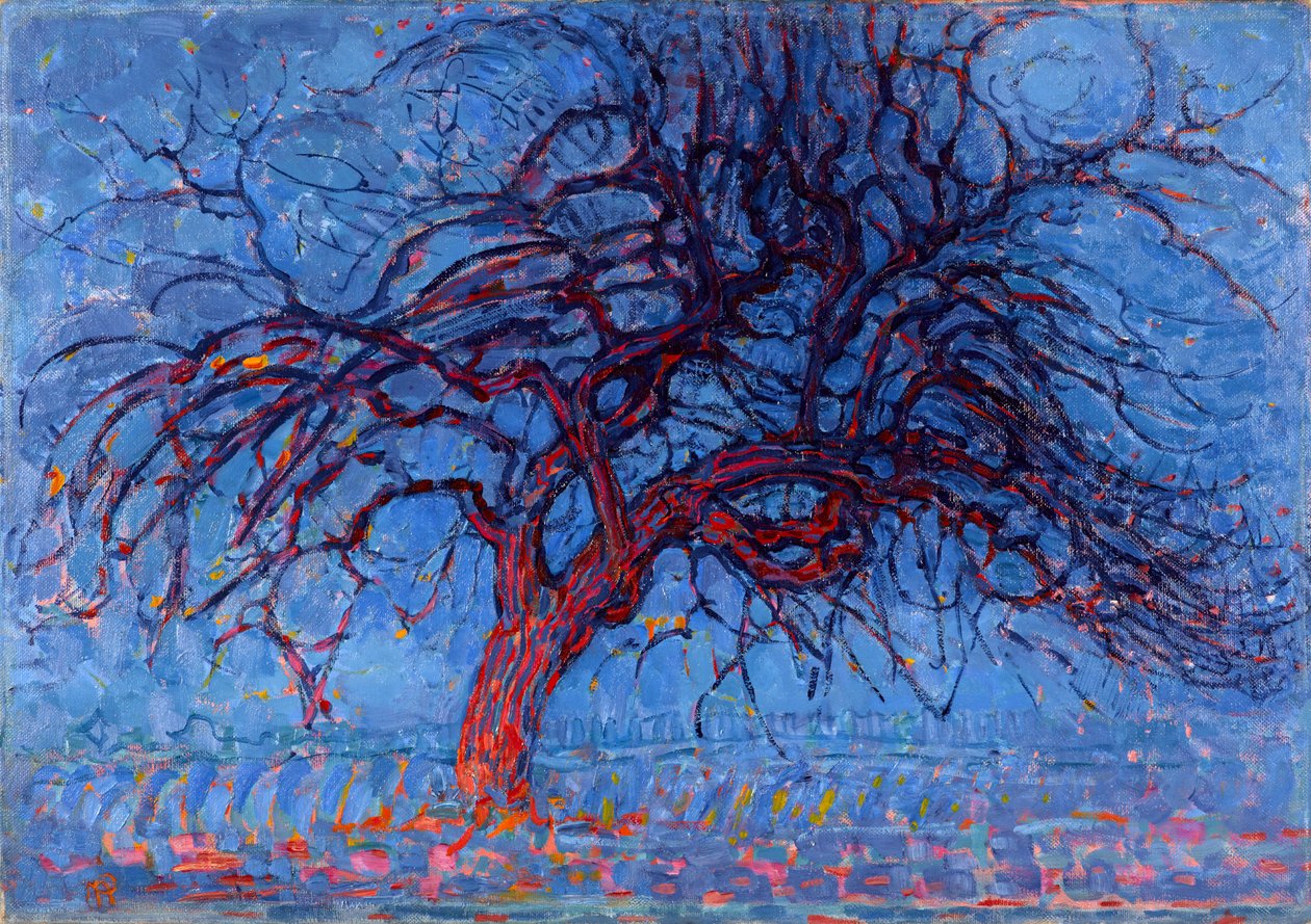 Avond (kväll): Det röda trädet, 1908-10 av Piet Mondrian