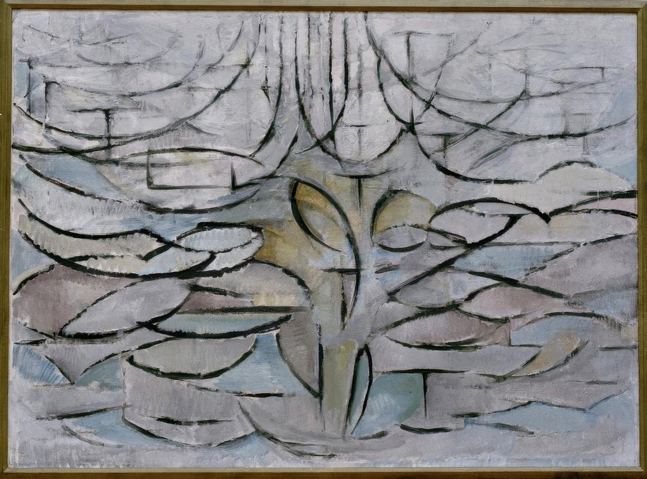 Blommande äppelträd av Piet Mondrian