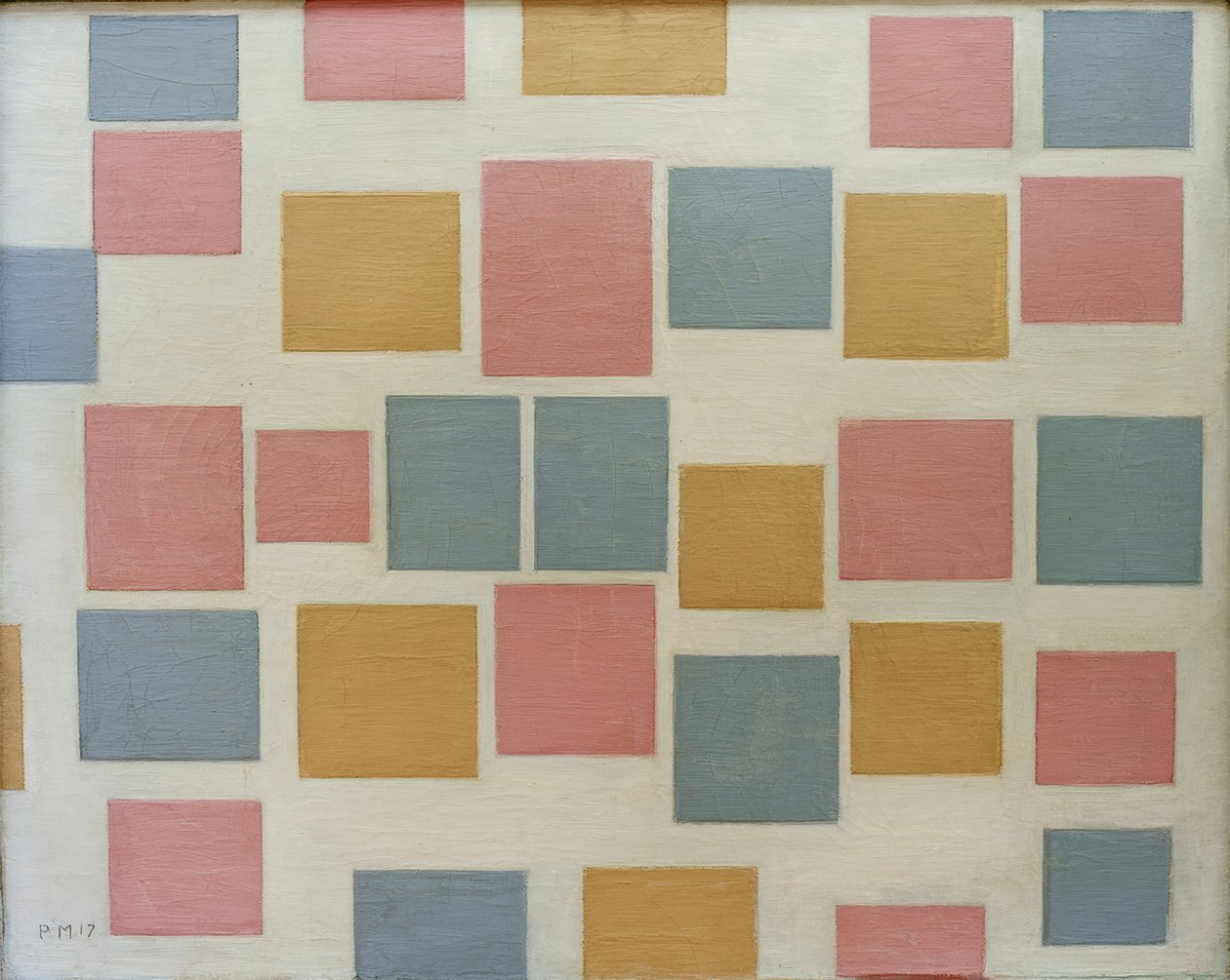 Komposition nr. 3; Komposition med färgade områden 3 av Piet Mondrian